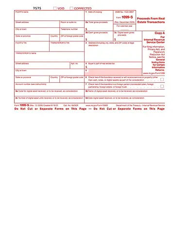IRS Form 1099-S Preview
