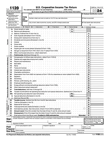 IRS Form 1120 Preview