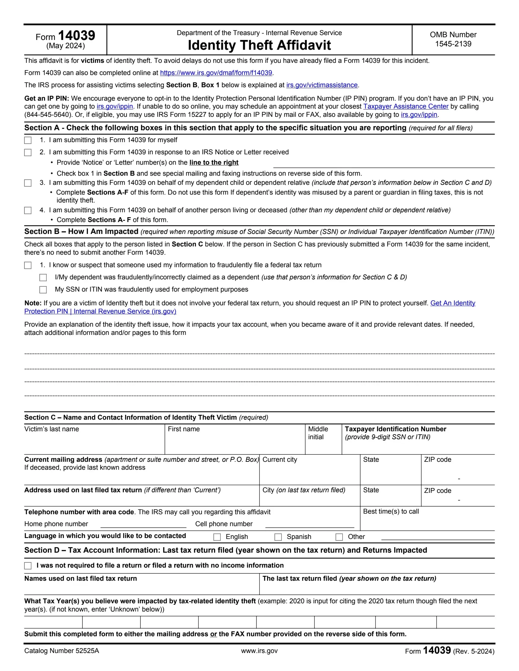irs form 14039 rev 09 2021