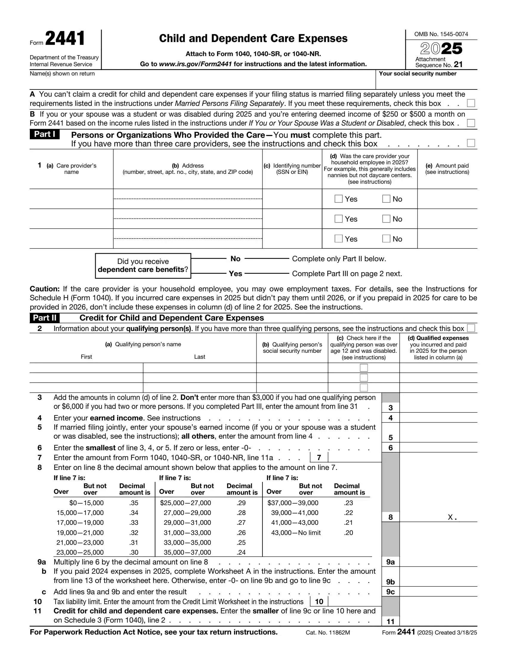 IRS Form 2441 preview