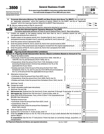 IRS Form 3800 Preview