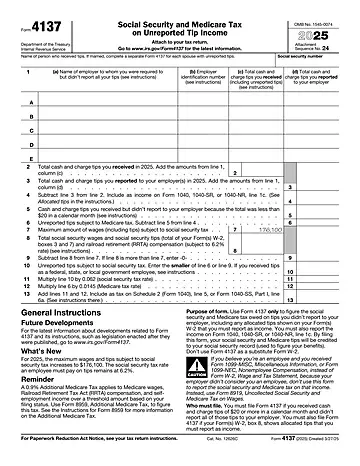 IRS Form 4137 Preview
