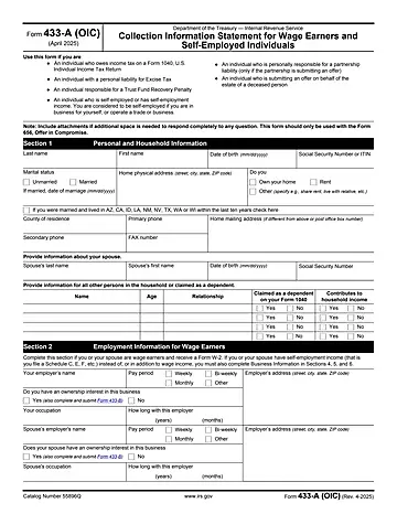 IRS Form 433-A (OIC) Preview