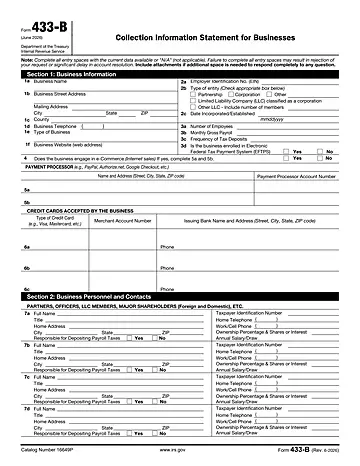 IRS Form 433-B Preview