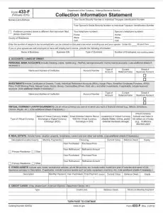 IRS Form 433-F Preview