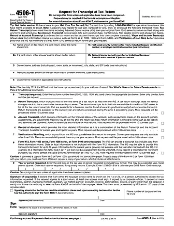 IRS Form 4506-T Preview