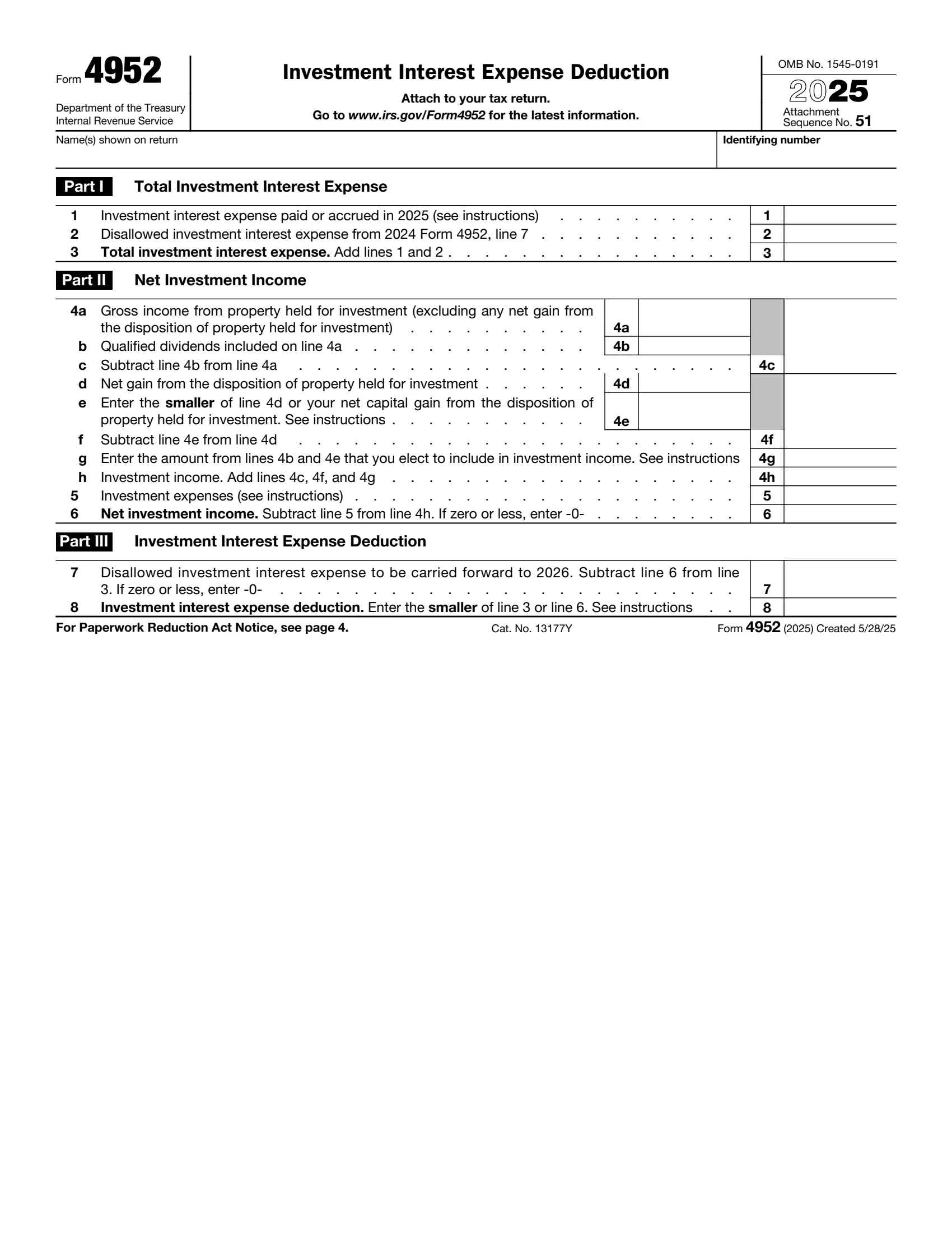 IRS Form 4952 preview