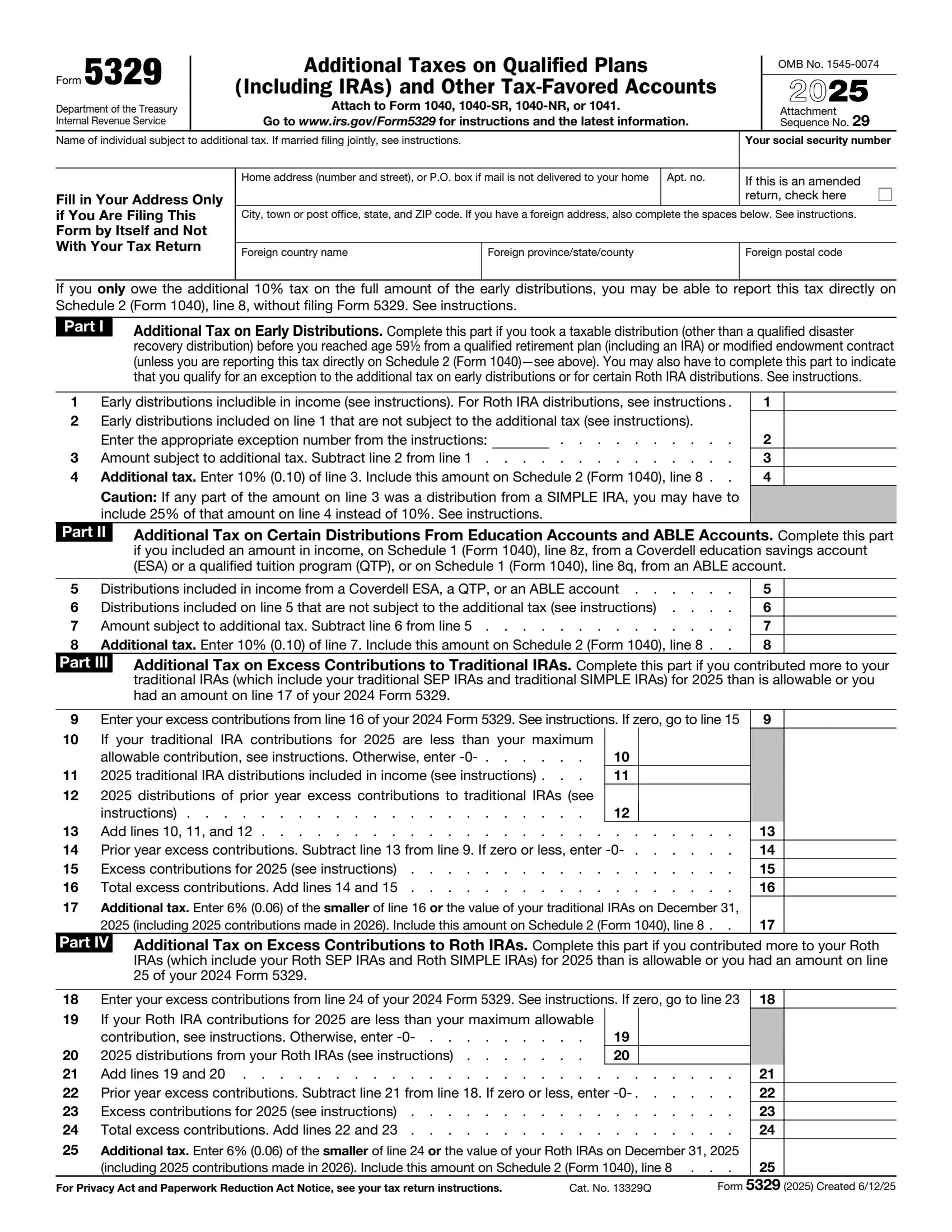 IRS Form 5329 preview