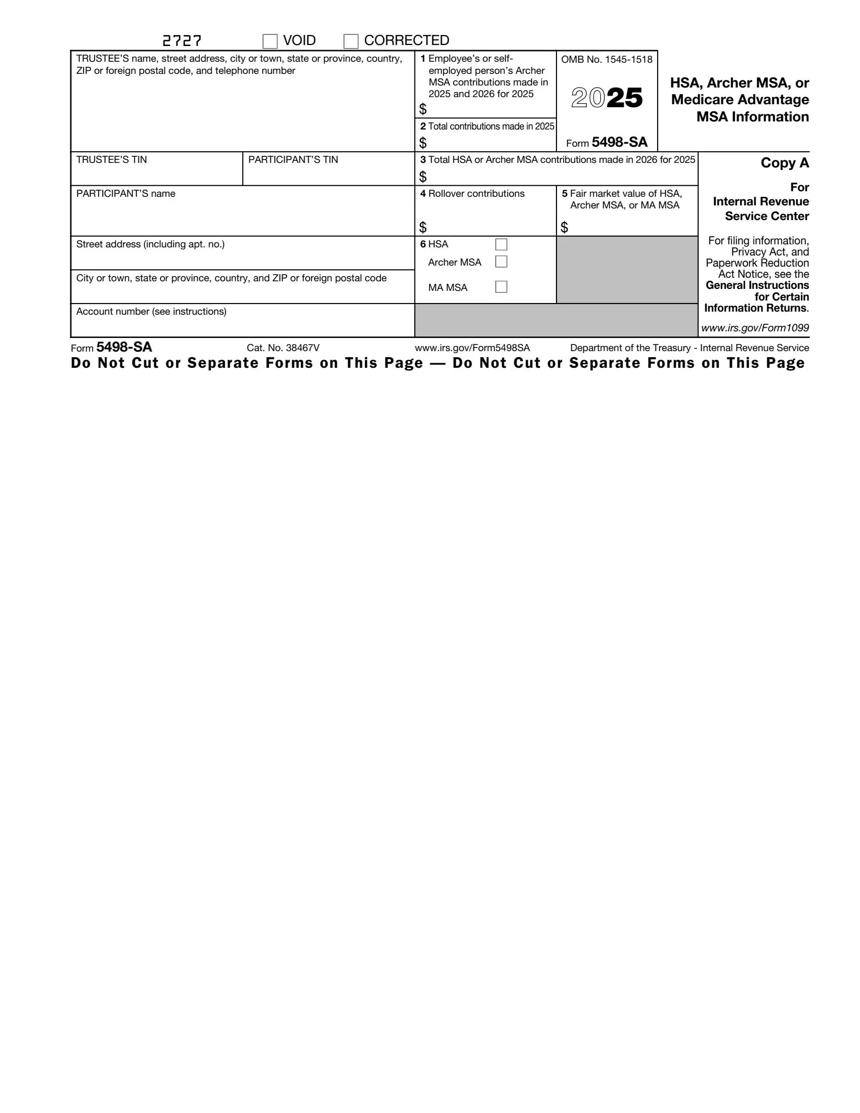 irs form 5498 sa 2022 preview