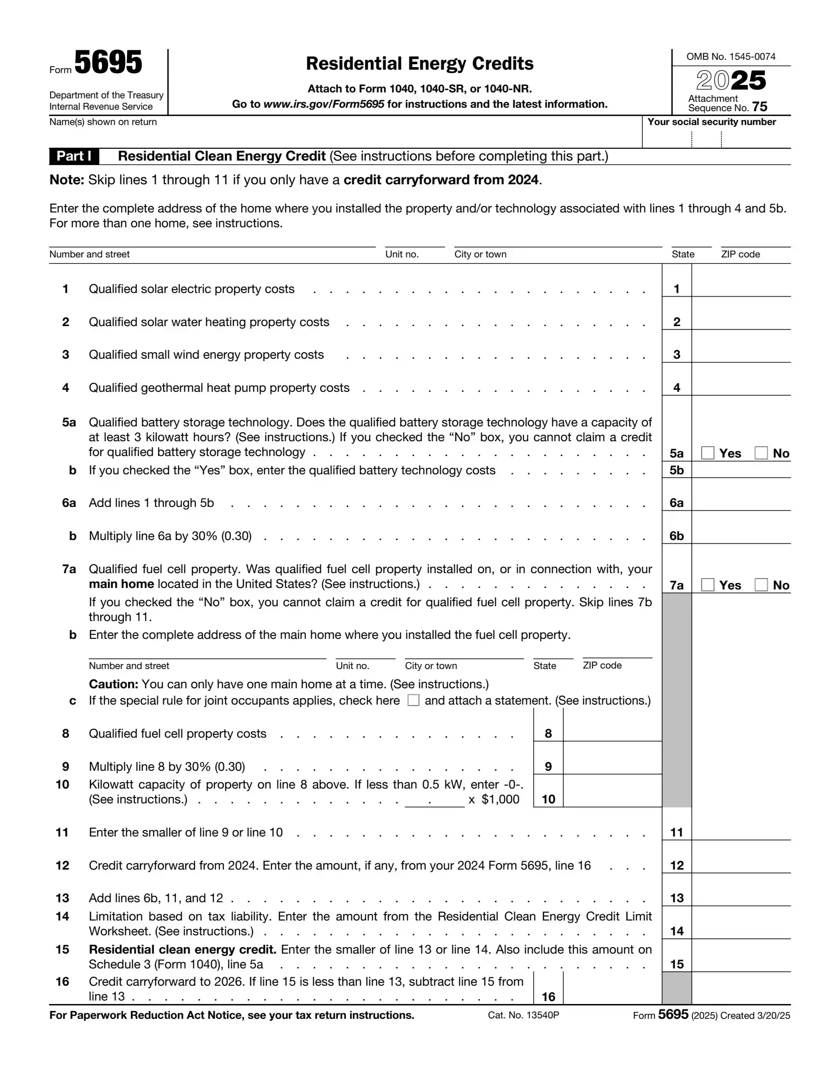 IRS Form 5695 preview