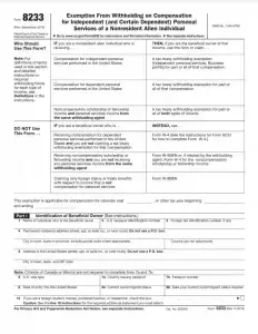 IRS Form 8233 Preview