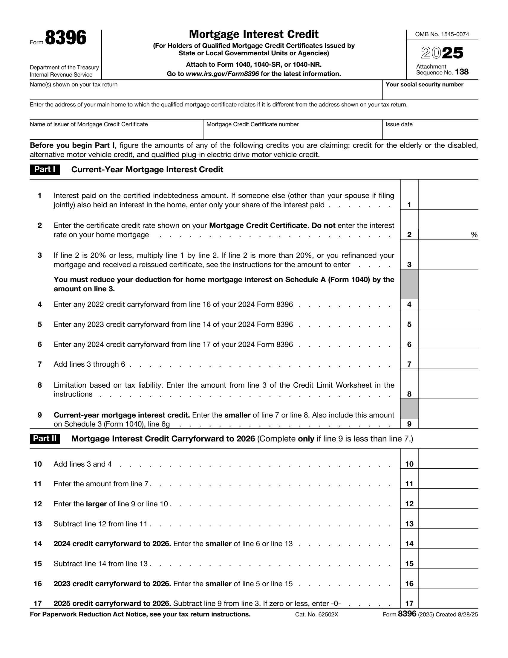IRS Form 8396 preview