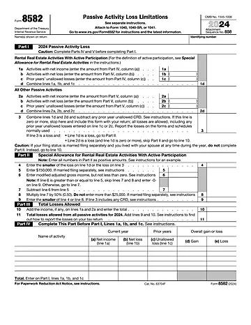 IRS Form 8582 Preview