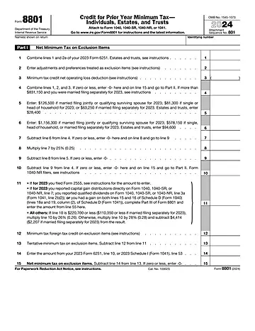 IRS Form 8801 Preview