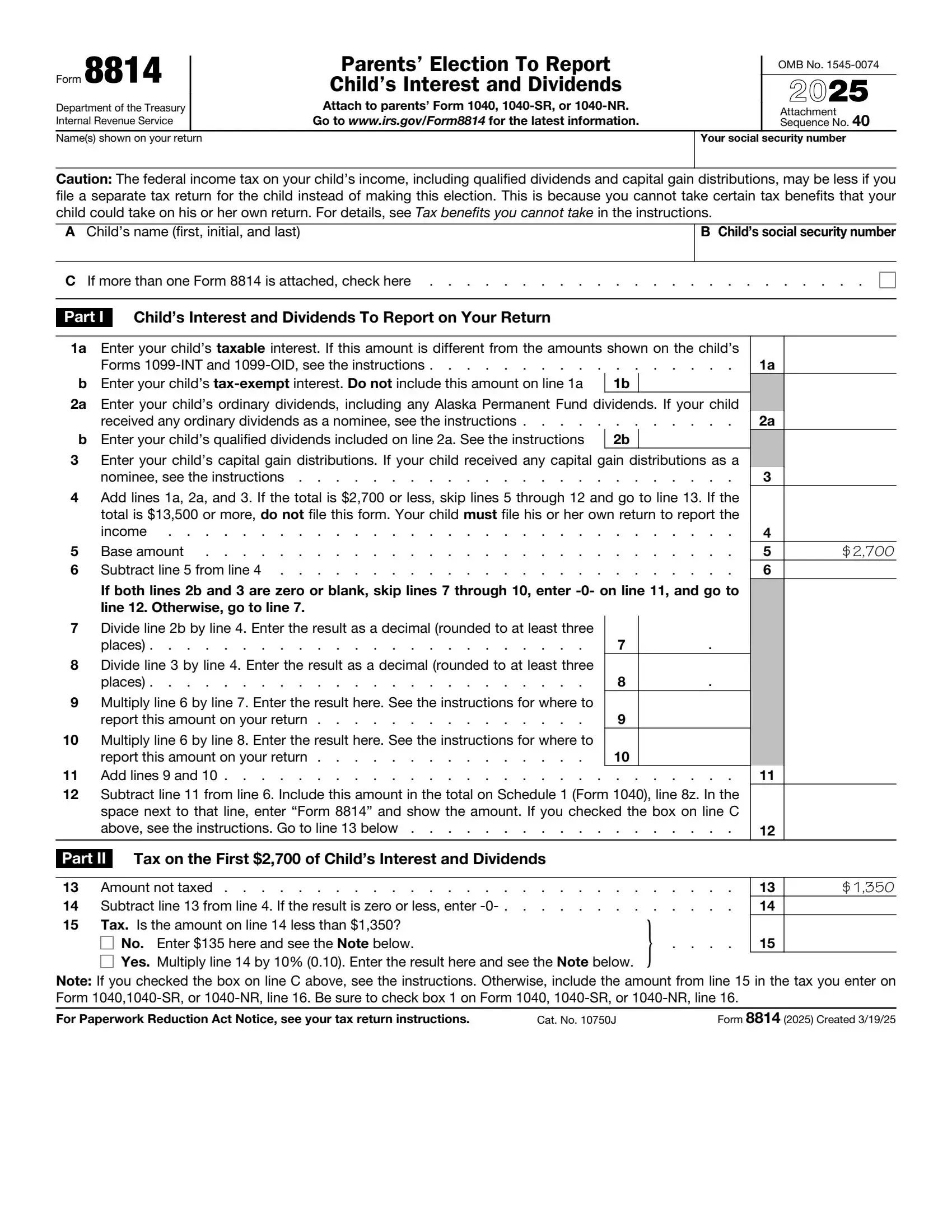 IRS Form 8814 preview