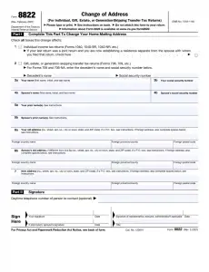 IRS Form 8822 Preview