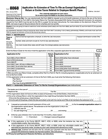 IRS Form 8868 Preview
