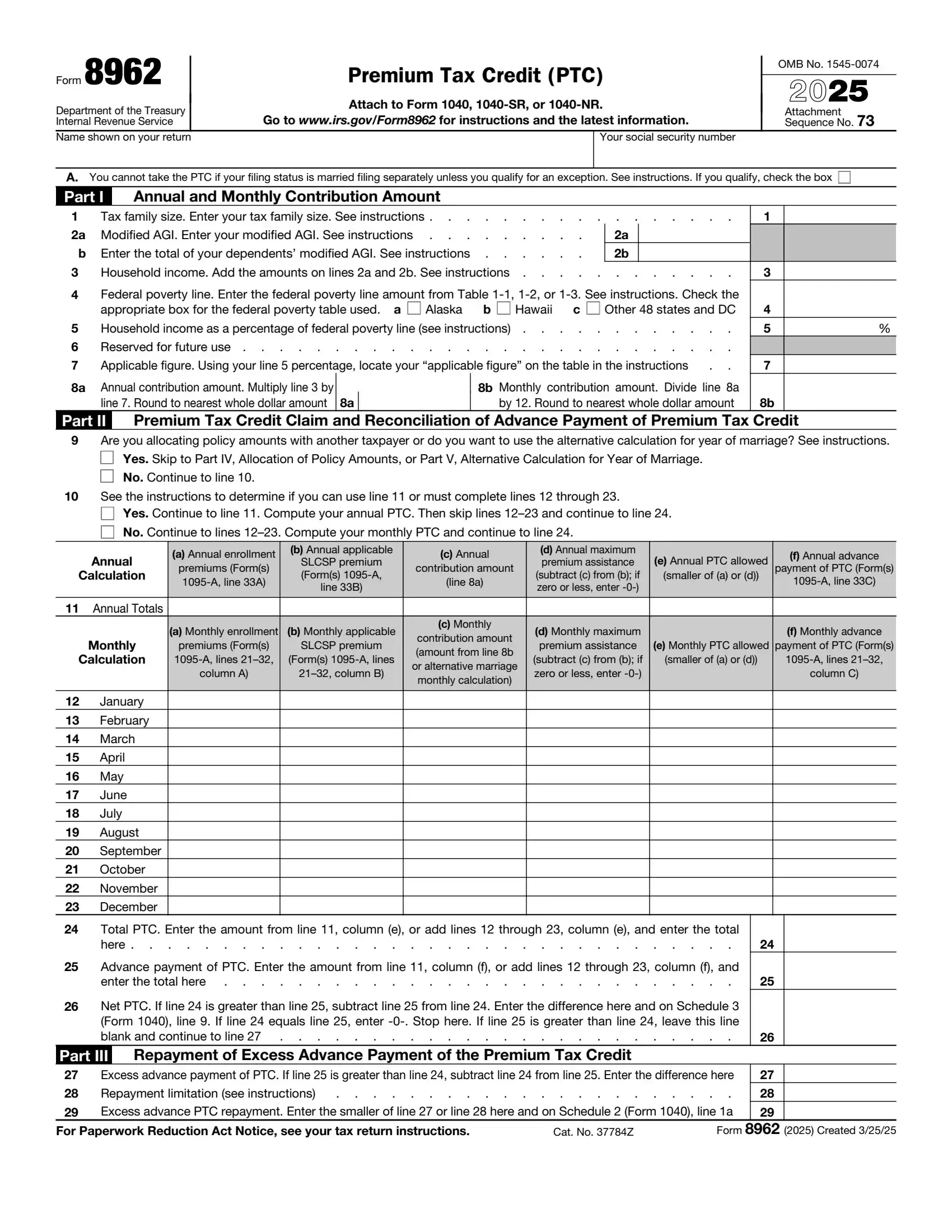 IRS Form 8962 preview