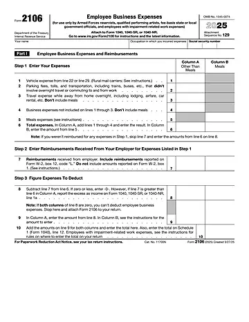 IRS Form 2106 Preview