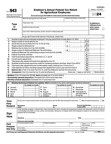 IRS Form 943 Preview