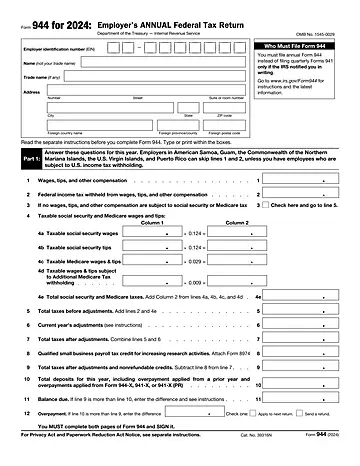 IRS Form 944 Preview