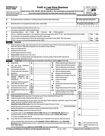 1040 Schedule C IRS Form (2021) Preview