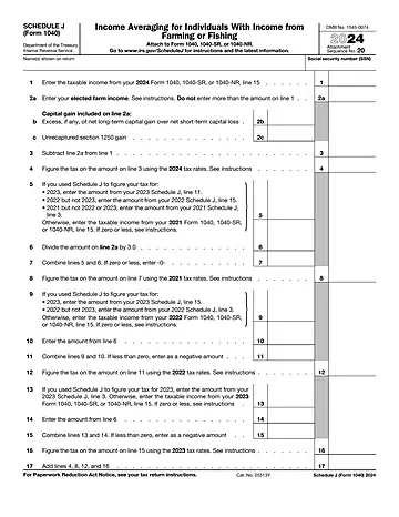 IRS Schedule J Form 1040 Preview