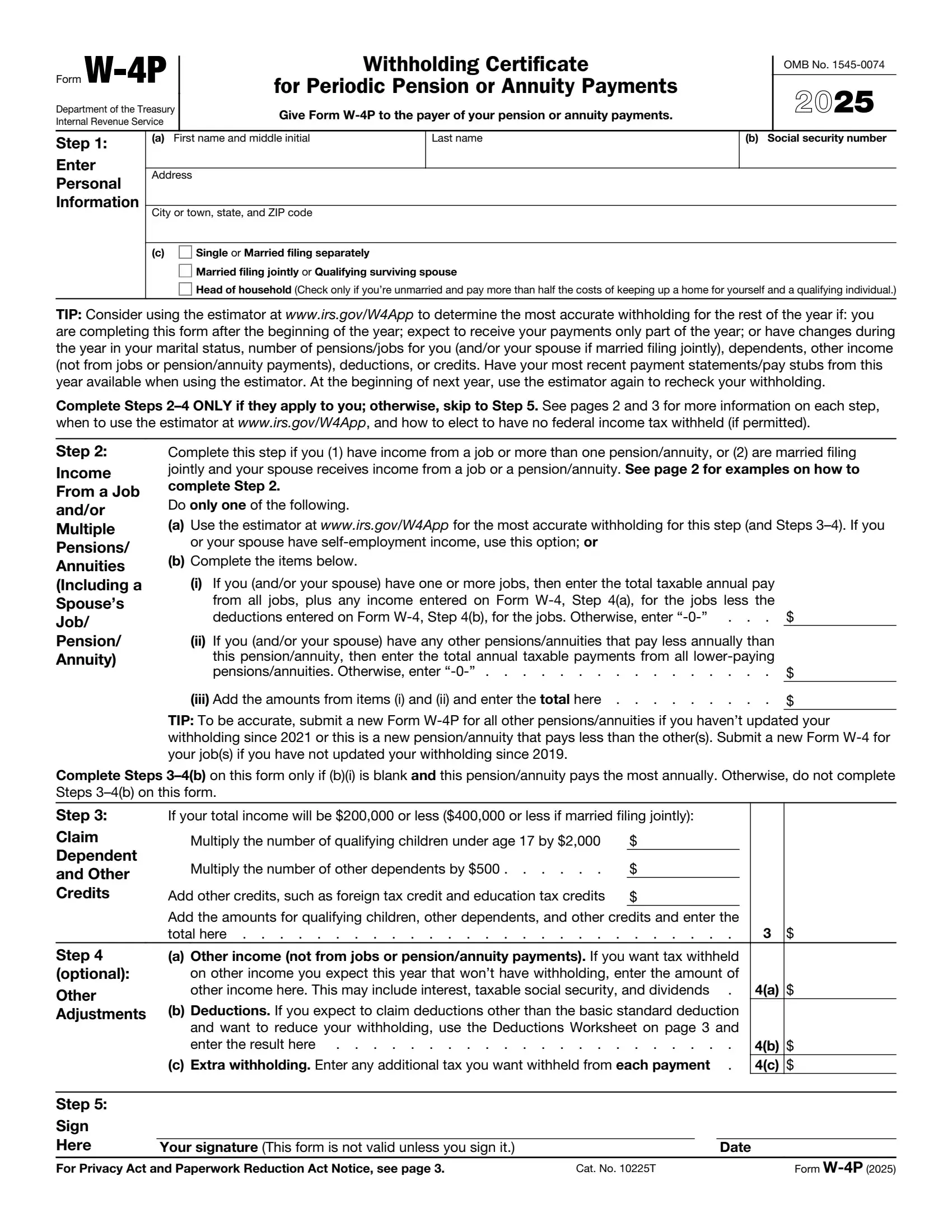 irs form w 4p 2022 preview