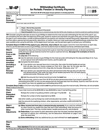 IRS Form W-4P Preview