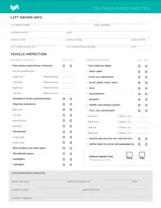 Lyft Inspection Form Preview