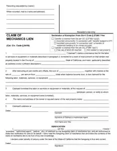 Mechanics Lien California Preview