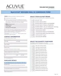 MyAcuvue Rewards Submission Form Preview