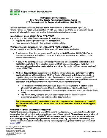 NYC Disability Parking Permit Preview