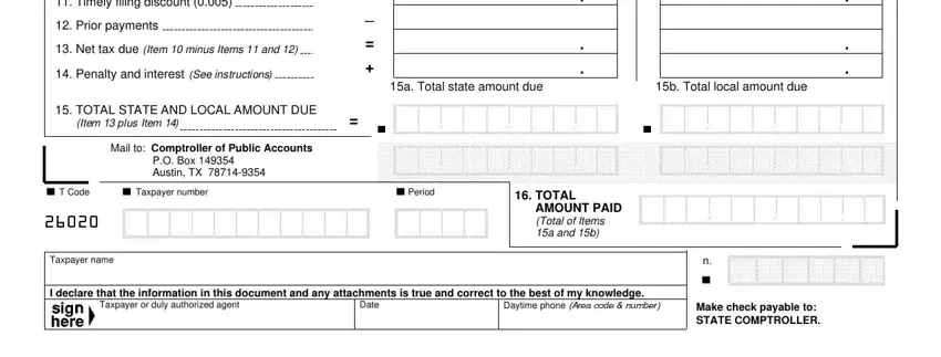 Entering details in texas 01 114 sales step 3