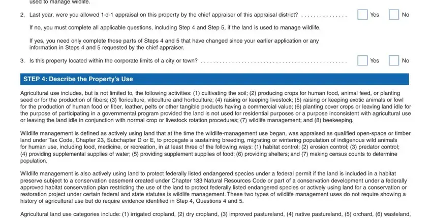 Entering details in texas parks and wildlife form 1 d 1 part 4