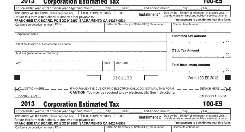 entering details in ca 100 es instructions 2019 step 1