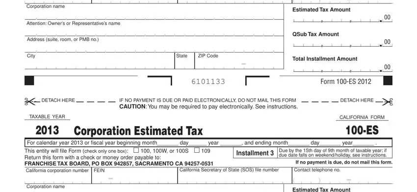 Filling in ca 100 es instructions 2019 stage 2