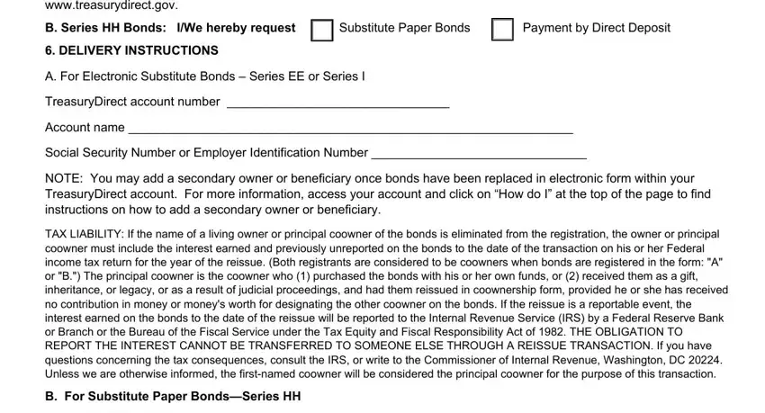 Filling out pd f 1048 savings bond form stage 5