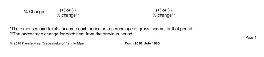 1088 I I I I ID, Change, or   change, or   change, The expenses and taxable income, Fannie Mae Trademarks of Fannie, Form  July, and Page blanks to fill out