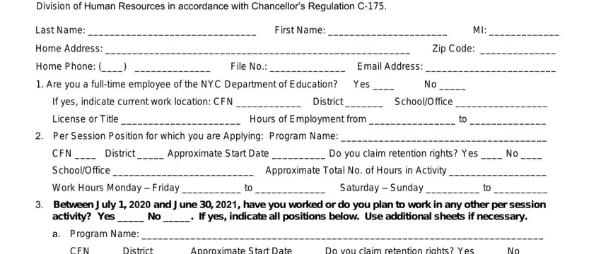 step 1 to filling in op 175 form nyc doe