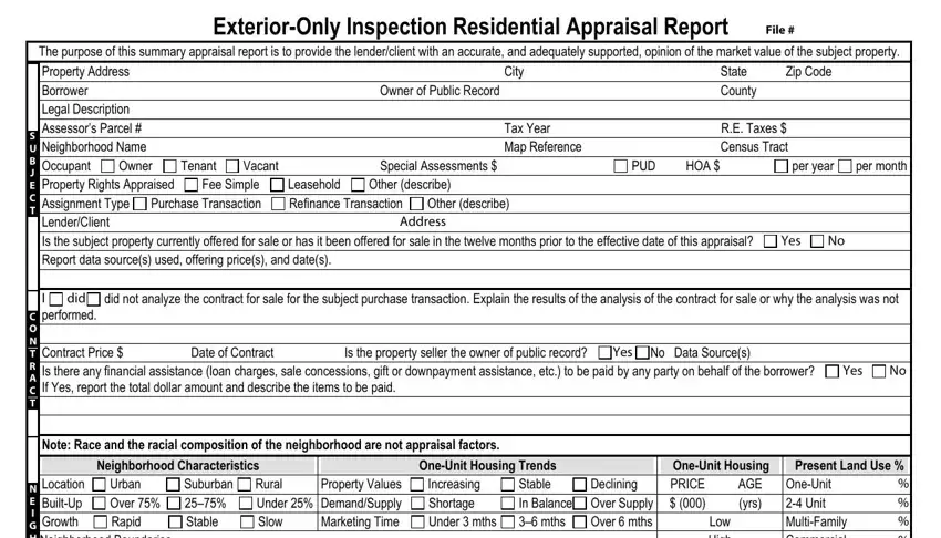 appraisal 2055 empty spaces to fill out