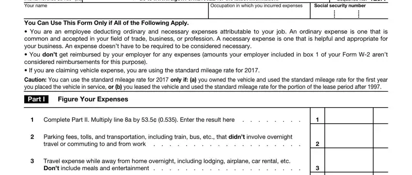 stage 1 to filling out the form 2106