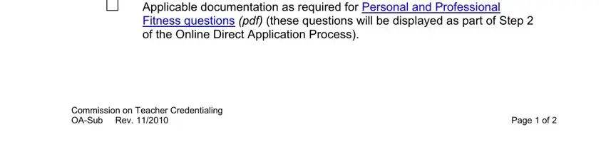 subsitute permit Applicable documentation as, Commission on Teacher, and Page  of blanks to fill out