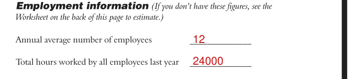 Form 300A example filled out, employment information
