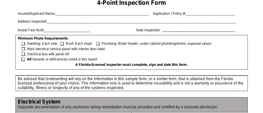 florida 4 point inspection form fields to complete