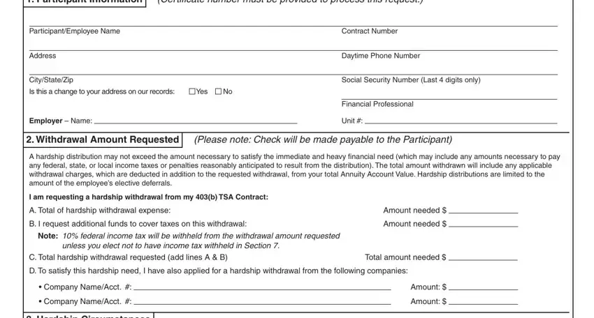 completing equitable withdrawal form step 1