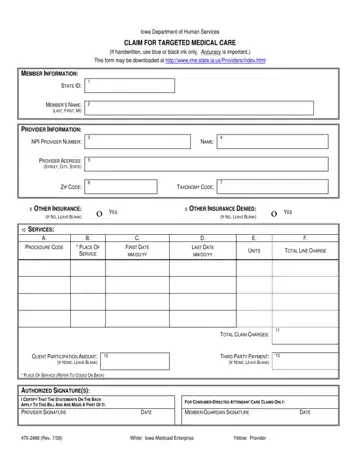 470 2486 Targeted Medical Care Claim Form Preview