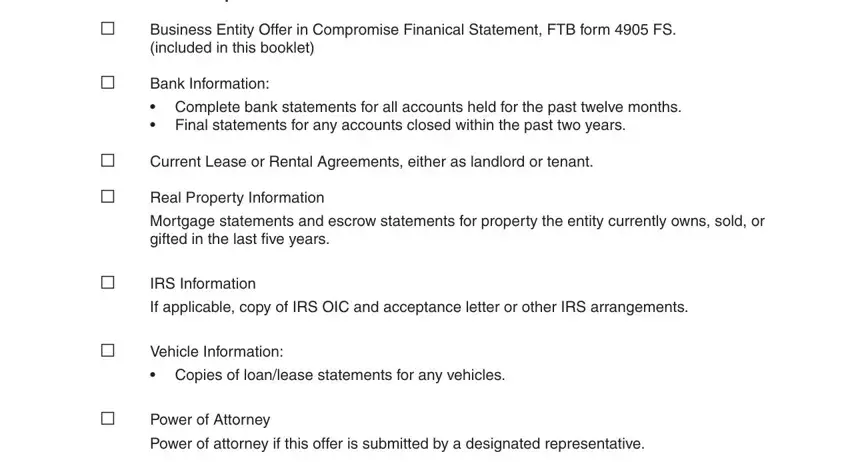 step 1 to filling out franchise tax board offer in compromise