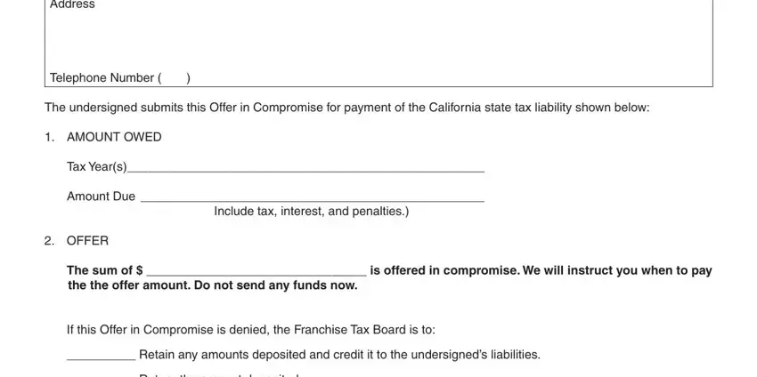 stage 3 to completing franchise tax board offer in compromise