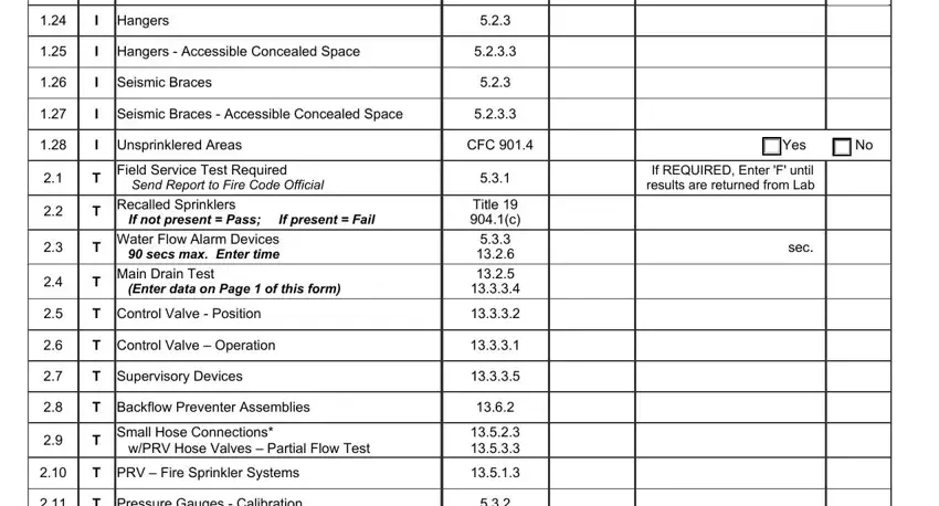 stage 5 to filling out 5 year internal sprinkler inspection form